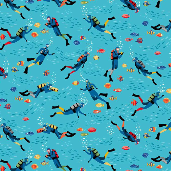 138_B2 Divers – Light Blue Deep Blue Sea by Makower
