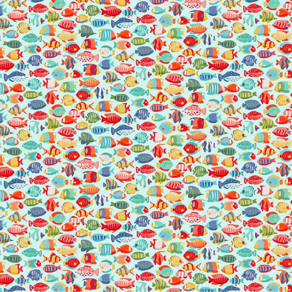 139_B2 Fish Shoal – Light Blue Deep Blue Sea by Makower