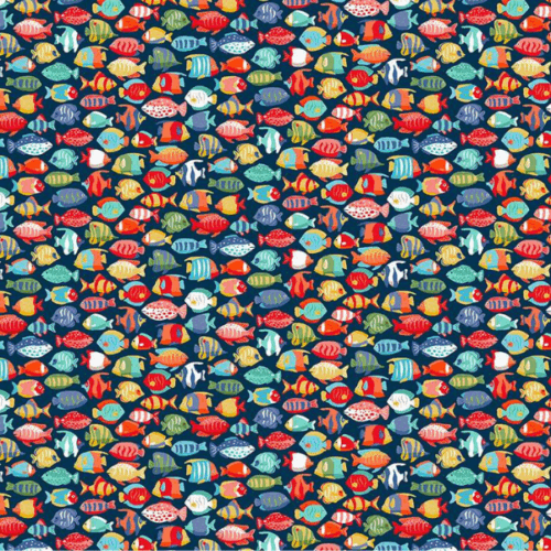 139_B8 Fish Shoal – Dark Blue, Deep Blue Sea by Makower