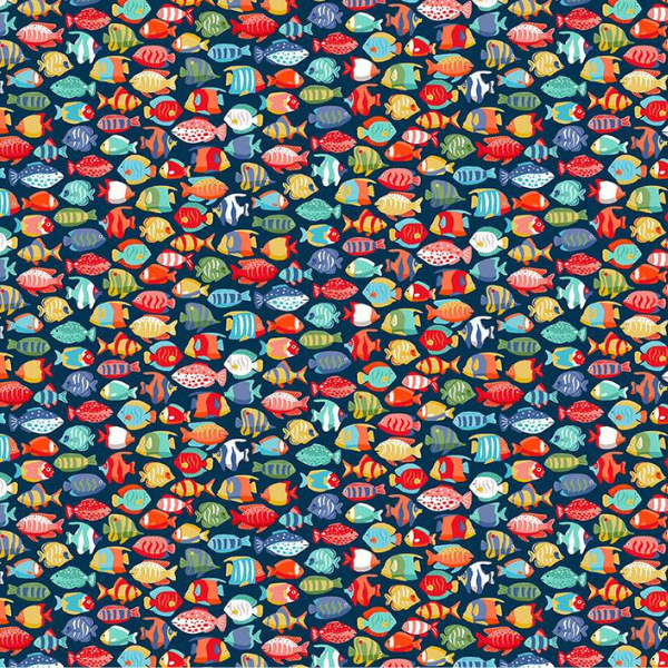 139_B8 Fish Shoal – Dark Blue, Deep Blue Sea by Makower