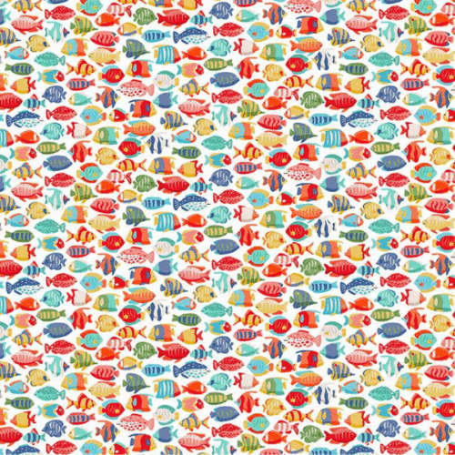 139_W Fish Shoal – White, Deep Blue Sea by Makower