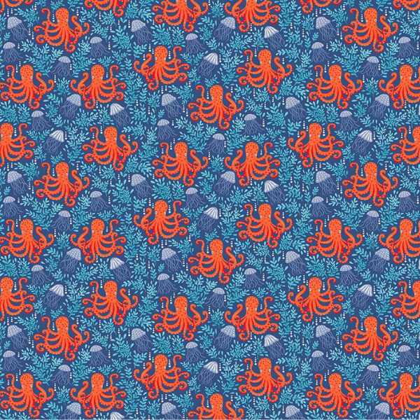 140_B8 Octopus – Dark Blue, Deep Blue Sea by Makower