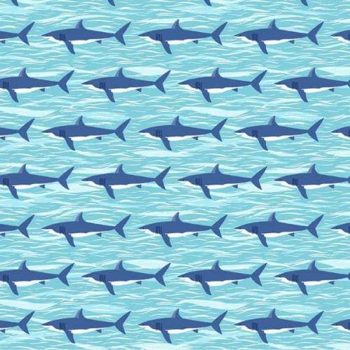 141_B2 Sharks – Light Blue, Deep Blue Sea by Makower