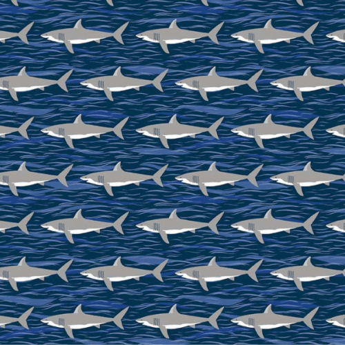 141_B8 Sharks – Dark Blue, Deep Blue Sea by Makower