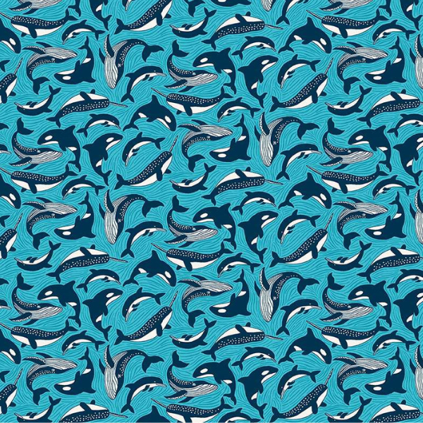 142_B Fins and Tails – Blue, Deep Blue Sea by Makower