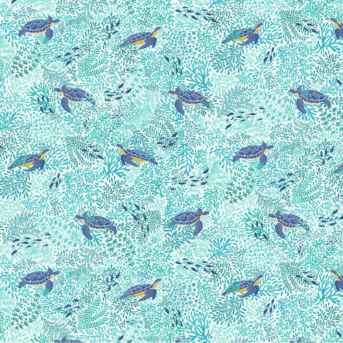 143_W Turtles – White, Deep Blue Sea by Makower