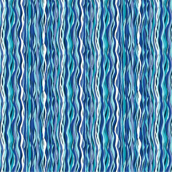144_B2 Wave Stripe – Light Blue, Deep Blue Sea by Makower