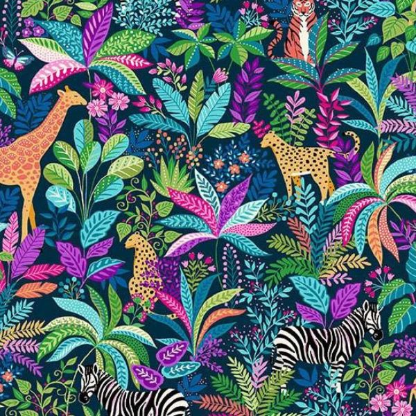 146_B_Wildlife-Blue, Tropica by Makower