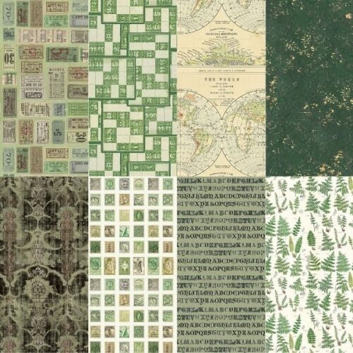 Palette Green Fat Quarter Pack (8 pcs) by Tim Holtz