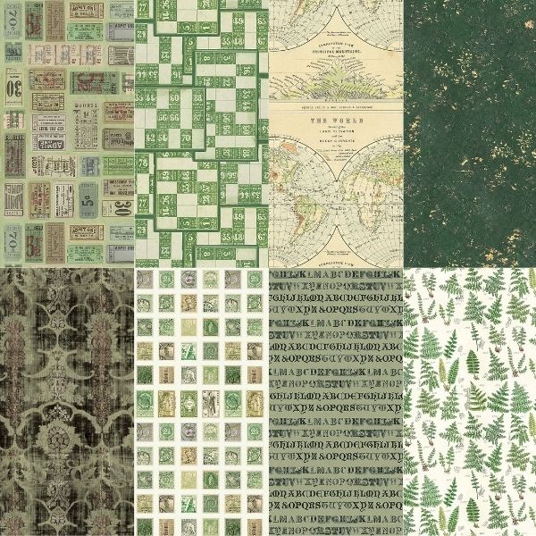 Palette Green Fat Quarter Pack (8 pcs) by Tim Holtz