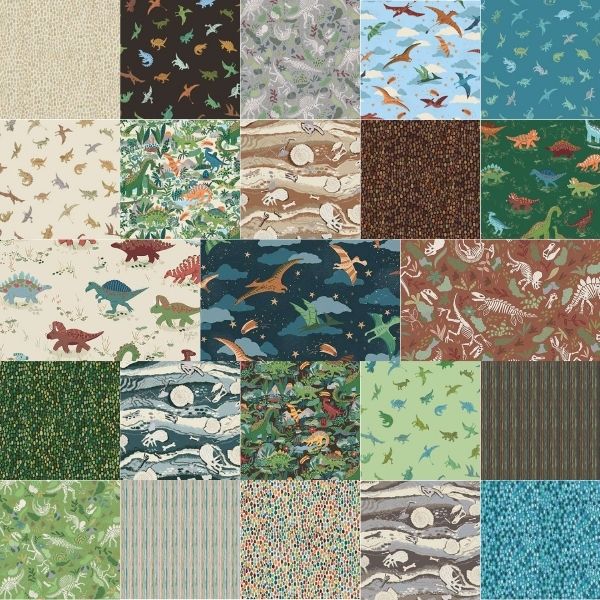 Prehistoric Fat Quarter Pack 23 Pieces by Makower