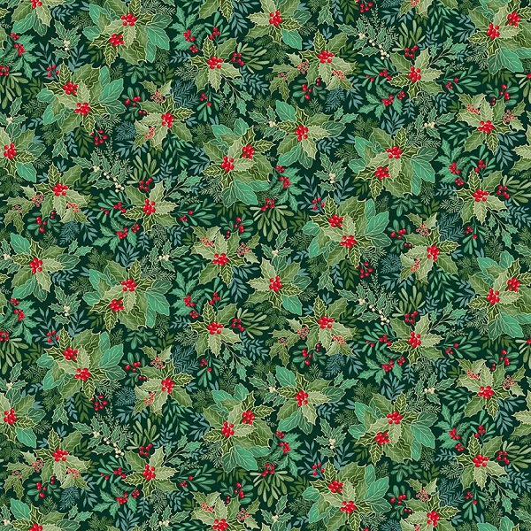 107_G9 Holly Bush Dark Green Good tidings by Makower