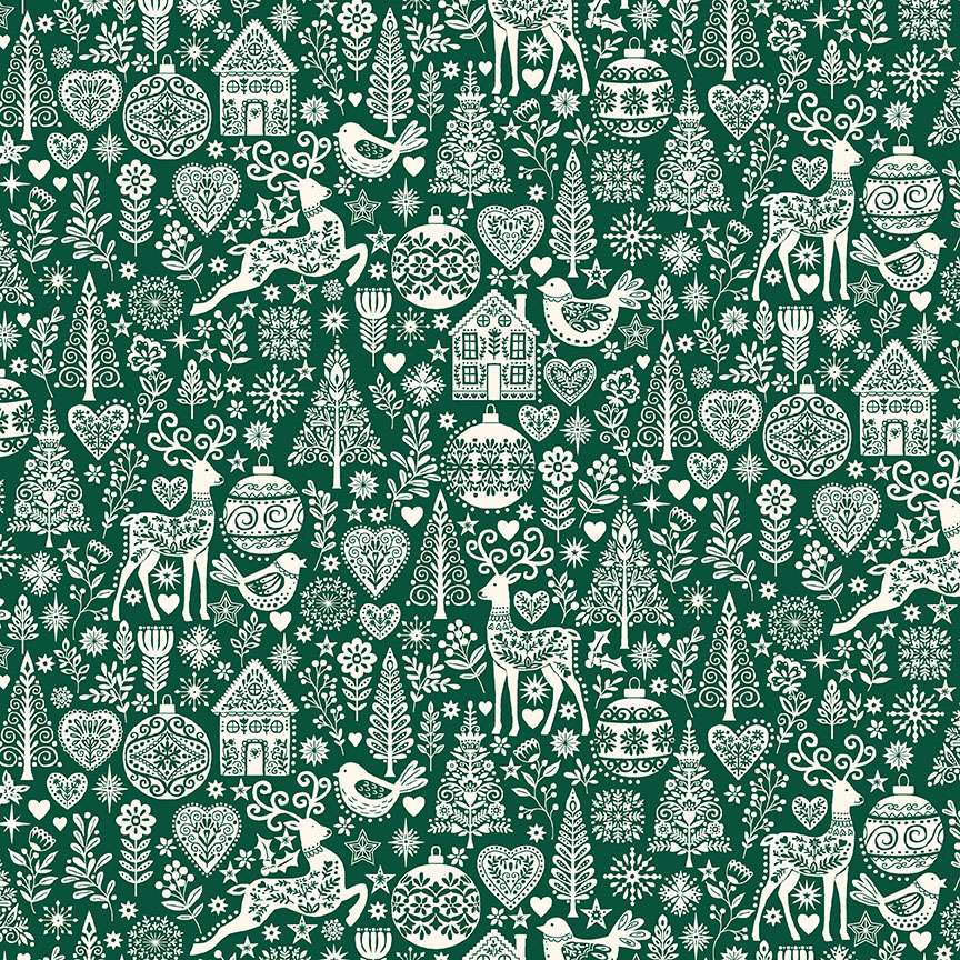 112_G Christmas Green, Scandi by Makower