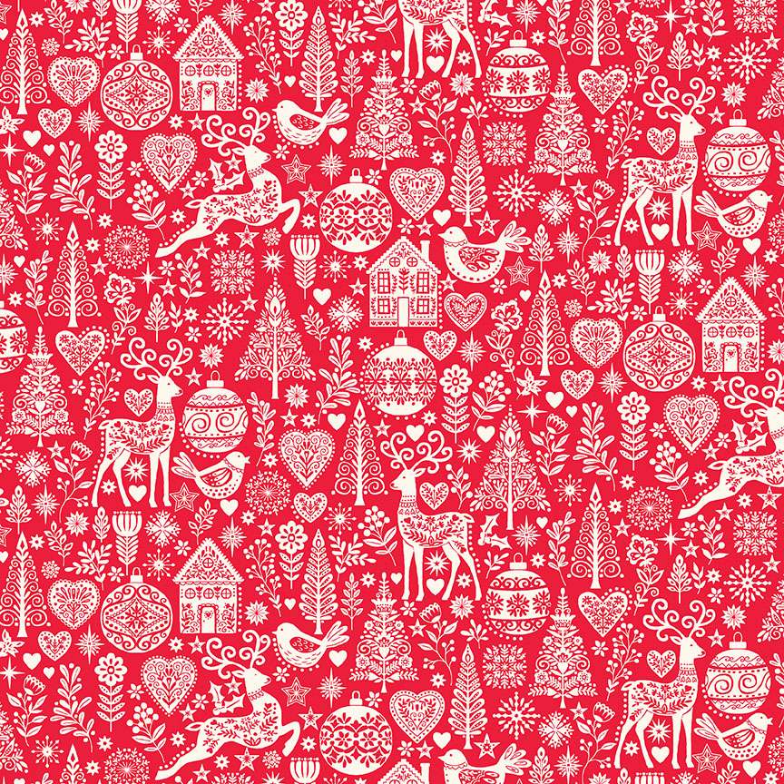 112_R Christmas Red, Scandi by Makower