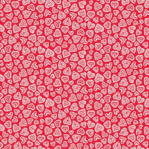 116_R Hearts Red, Scandi by Makower