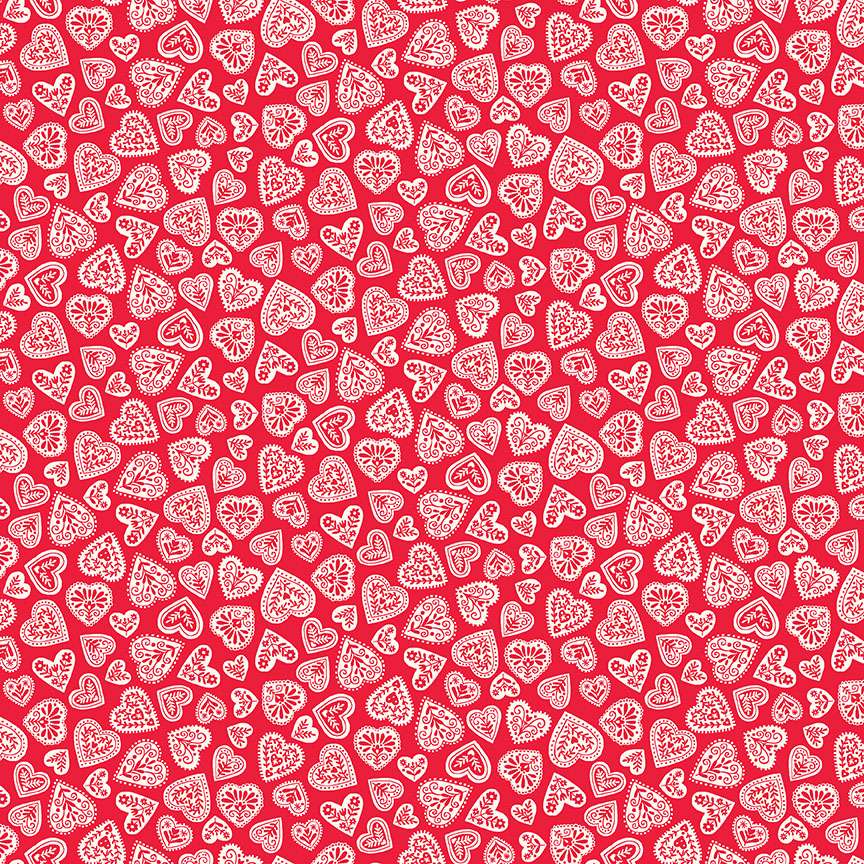 116_R Hearts Red, Scandi by Makower