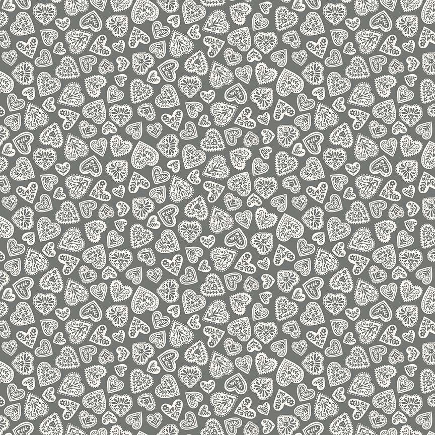 116_S Hearts Grey, Scandi by Makower