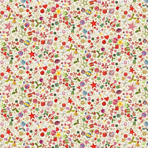 122_Q Christmas Treasures Cream, Jolly St Nick by Makower