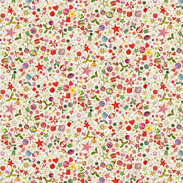 122_Q Christmas Treasures Cream, Jolly St Nick by Makower