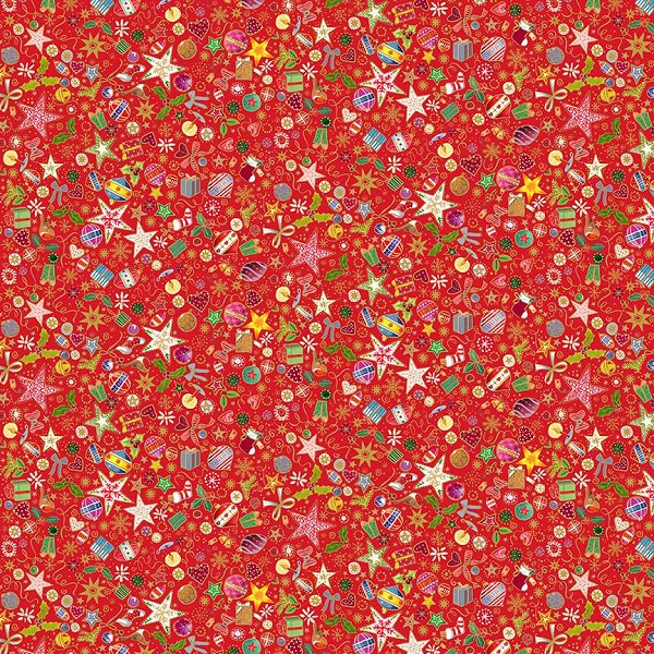 122_R Christmas Treasures Red, Jolly St Nick by Makower