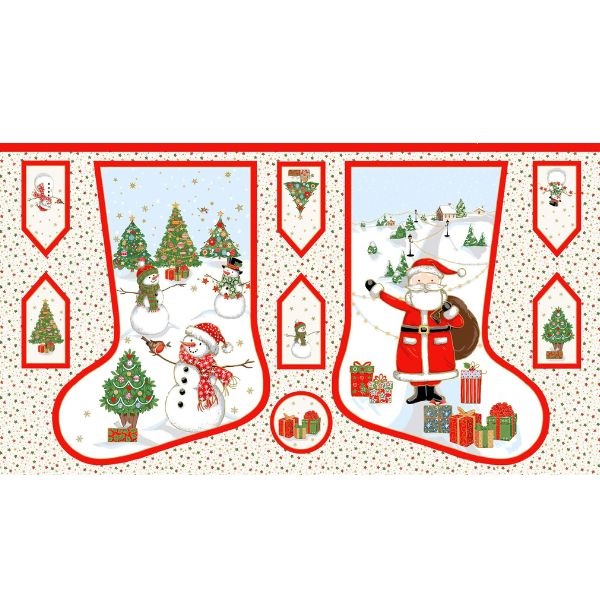 129_1 Stocking Panel, Jolly St Nick by Makower