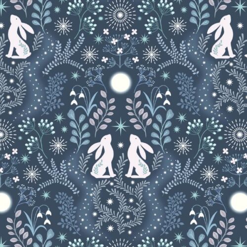 A947C Winter Hare on Midnight Blue, A Winter's Moon by Lewis & Irene