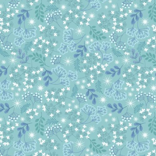 A949B Frosted Foliage on Light Aqua, A Winter's Moon by Lewis & Irene