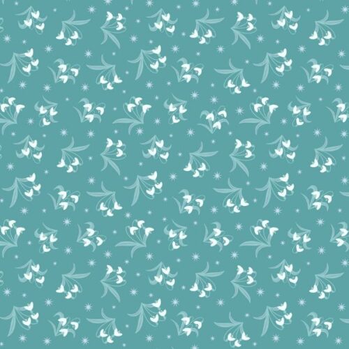 A951B Snowdrops on Warm Aqua, A Winter's Moon by Lewis & Irene