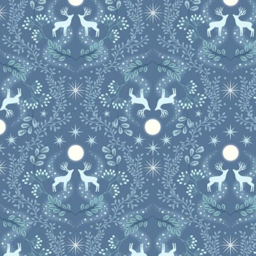 A952B Winters Moon Stag on Mid Blue, A Winter's Moon by Lewis & Irene