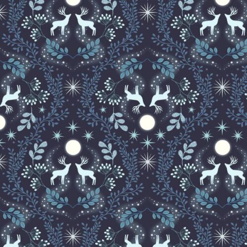 A952C Winters Moon Stag on Midnight Blue, A Winter's Moon by Lewis & Irene