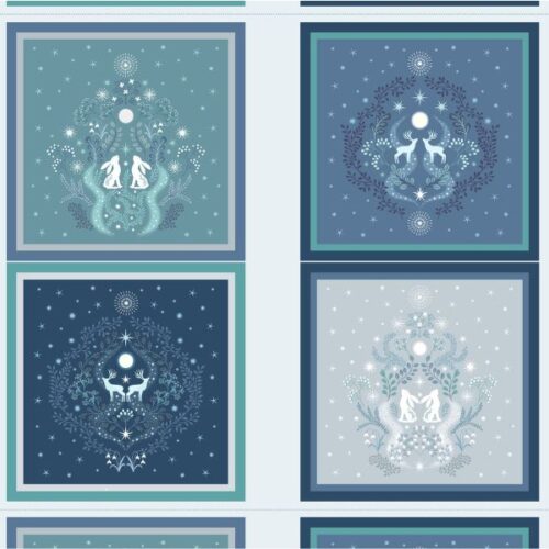 A954 1 Yard Squares Panel, A Winter's Moon by Lewis & Irene