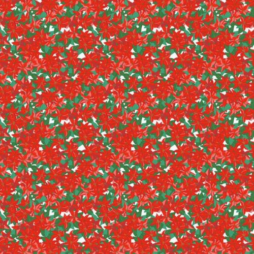 AC8A Poinsettia on Red, Norwegian Christmas by Lewis & Irene