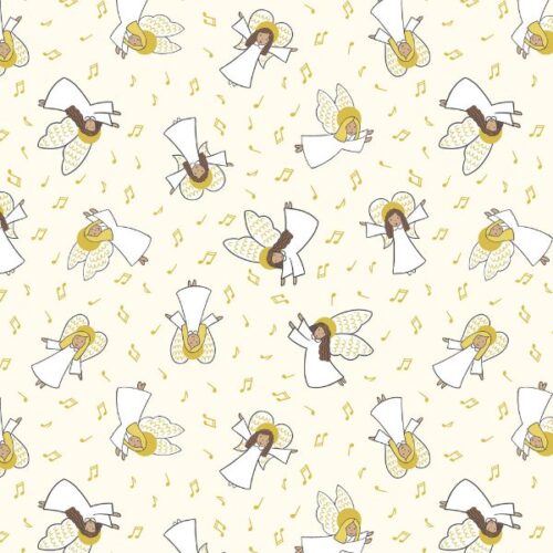 C123A Angels on Cream with Gold Metallic, Away in a Manger by Lewis & Irene