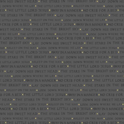 C124C Away in a Manger on Grey with Gold Metallic, Away in a Manger by Lewis & Irene