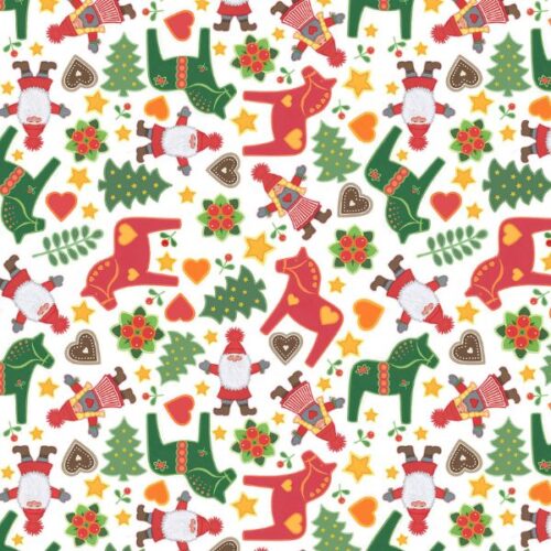 CE41 Tomten's and Horses on White, Tomten's Folklore by Lewis & Irene