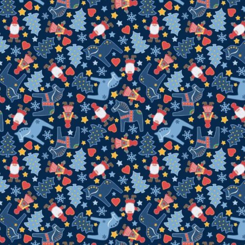 CE46 Blue Christmas Horses on Dark Blue