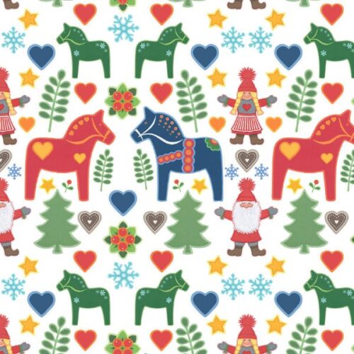 CE49 Tomtens and Christmas Horses on White