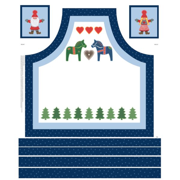 CE55 Tomten's Folklore Christmas 1yard Apron Panel, by Lewis & Irene