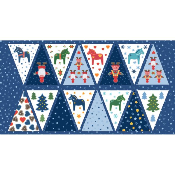 CE57 Tomten's Folklore Christmas Bunting Panel by Lewis & Irene
