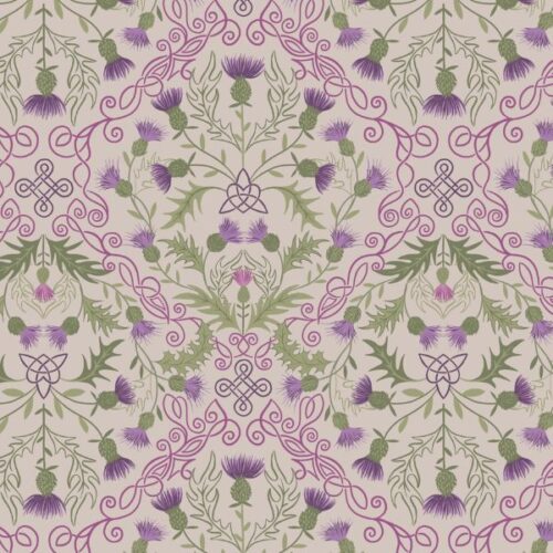 F541 Purple Thistle on Natural, Loch Lewis Flannel by Lewis & Irene