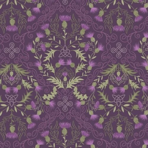 F541C Thistle on Dark Purple, Loch Lewis Flannel by Lewis & Irene