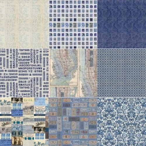 Palette Indigo Fat Quarter Pack (9 pcs) by Tim Holtz