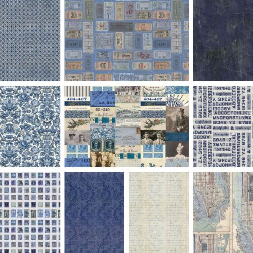 Palette Indigo Fat Quarter Pack by Tim Holtz