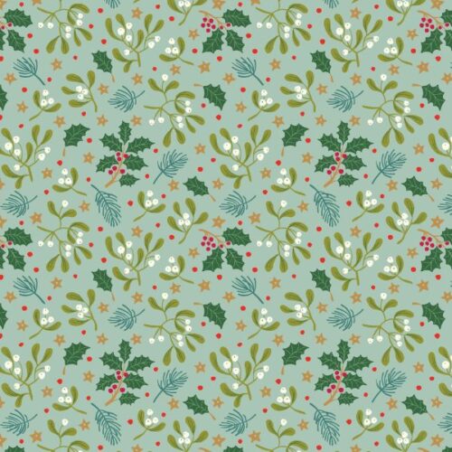 SH31B Mistletoe on Duck Egg, All is Bright by Stuart Hillard