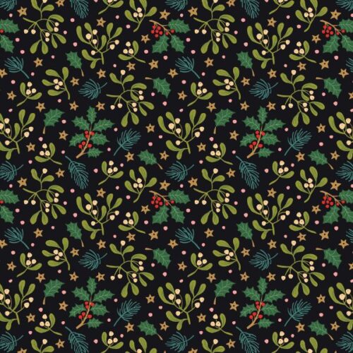 SH31C Mistletoe on Black, All is Bright by Stuart Hillard