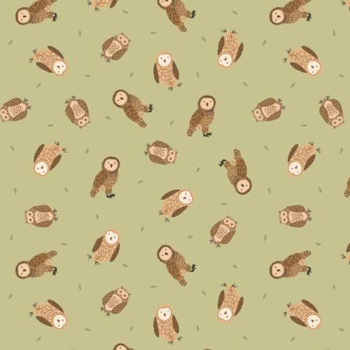 SM102 Owls on Sage Green, Small Things... Snuggle Season by Lewis & Irene