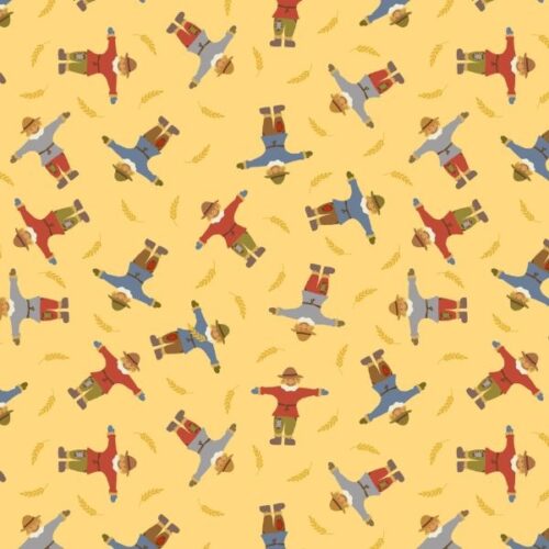 SM104 Scarecrows on Harvest Yellow, Small Things... Snuggle Season by Lewis & Irene