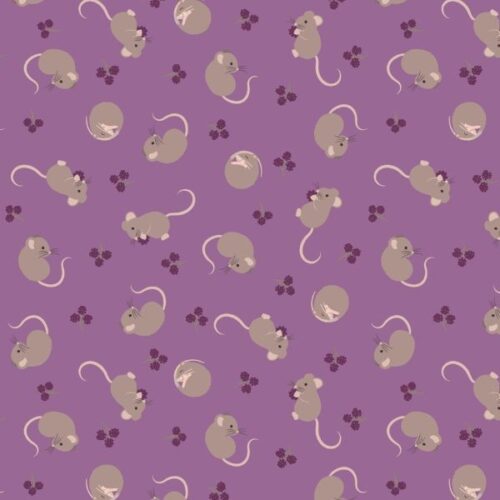 SM109 Harvest Mice and Berries on Warm Lavender , Small Things... Snuggle Season by Lewis & Irene