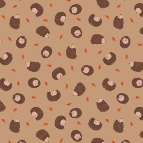 SM114 Hedgehogs on Light Brown, Small Things... Snuggle Season by Lewis & Irene