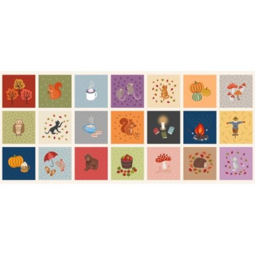 SM98 Small Things... Snuggle Season 5" Squares Panel by Lewis & Irene